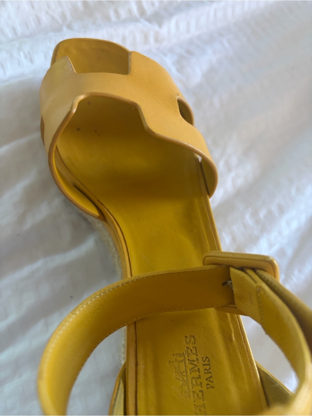Hermes Women’s Yellow Platform Espadrille Sandal - Picture 7 of 8